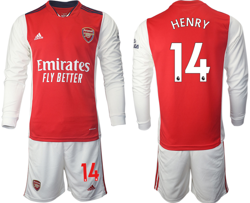 Men 2021-2022 Club Arsenal home red Long Sleeve #14 Soccer Jerseys